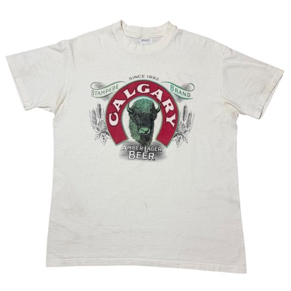 Vintage 80s Calgary Amber Lager Beer Promo Delaware Stampede Graphic T-shirt